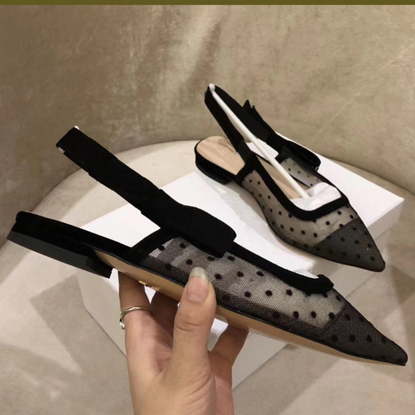 A letter English bandage bow sandals female new summer shoes pointed runway size35-42