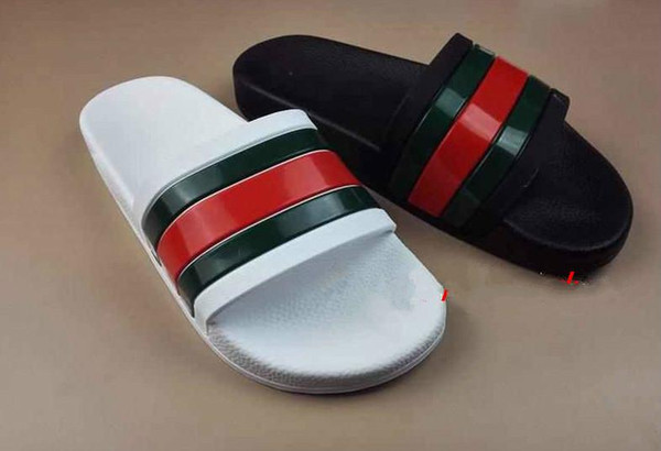 2018 Men designer sandals causal rubber summer huaraches slippers loafers flats leather luxury Europe Brand slides designer sandals us 7-11