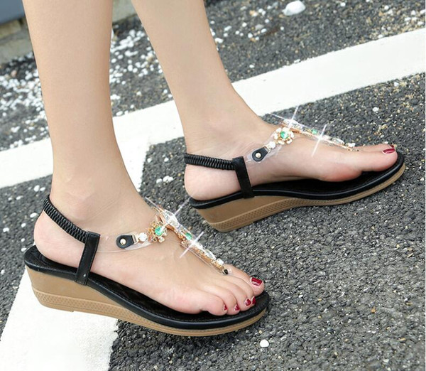 2019 Ladies fashion casual shoes Summer Sandals Slipper Beach shoes Black/White Women shoes Work/home Flat Heel Beef tendon sole A2017-5