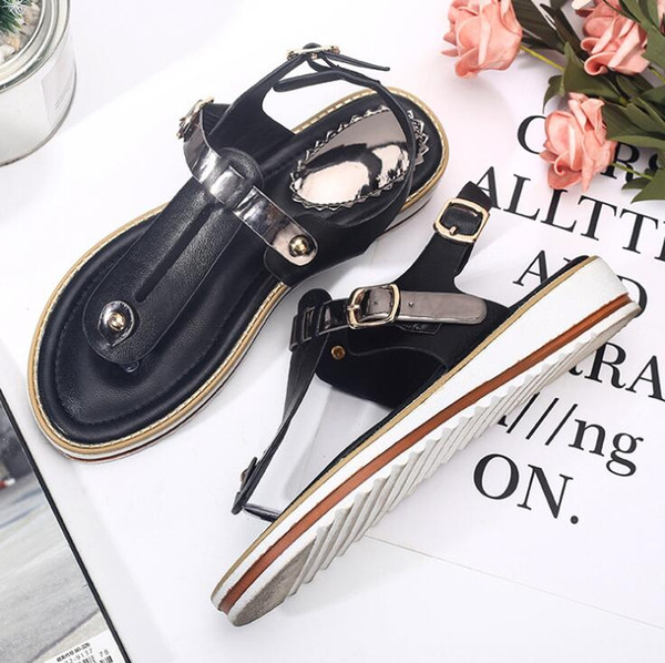 2019 Ladies fashion casual shoes Summer Sandals Slipper Beach shoes Black/Beige Women shoes Work/home Flat Heel Beef tendon sole A3358-2