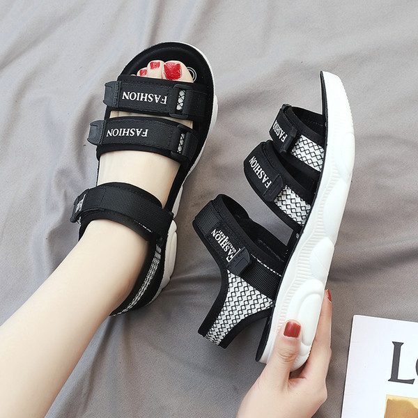 Ladies fashion casual shoes Summer Sandals Slipper Beach shoes Black Non-slip rubber sole Women shoes Work/home Flat Heel Platforms T308