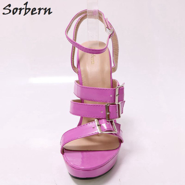 Sorbern Violet Shiny Women Sandals Wedge High Heels Summer Shoes Platform Shoes Multi Colors Summer Sandals Goth Shoes Ladies