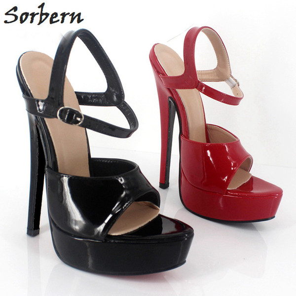 Sorbern 18CM Plus Size Women Sandals Sexy Unisex Party Shoes Buckle Strap Sexy Ankle Strap Summer Party Dress Shoes Woman