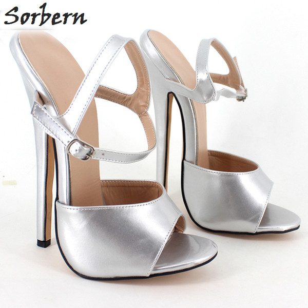 Sorbern Women Sandals Plus Size 36-46 Buckle Strap Spike Heels Peep Toe Unisex Dance Women Shoes 18CM High Heel Ladies Sandals