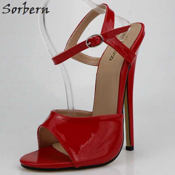 Sorbern Sexy Red Shiny Women Sandals Unisex Dance Women Shoes 7inch High Heel Ladies Sandals Summer Shoes For Women 36-46 Designer Brand