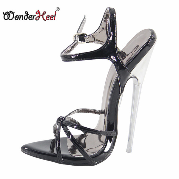 Wonderheel summer Extreme high heel 18cm stiletto heel pointed toe Sexy fetish High Heel BUCKLE STRAP WOMEN SANDALS