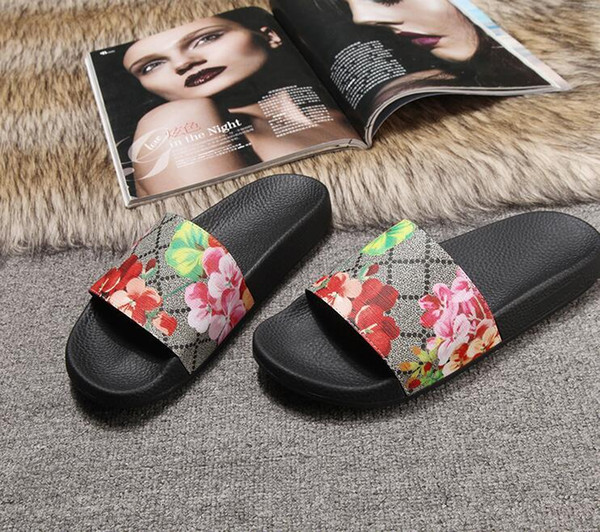 With Box 2018 Slides Summer Designer Beach Indoor Fashion Flat G Sandals Slippers House Flip Flops With Spike sandal High Quality