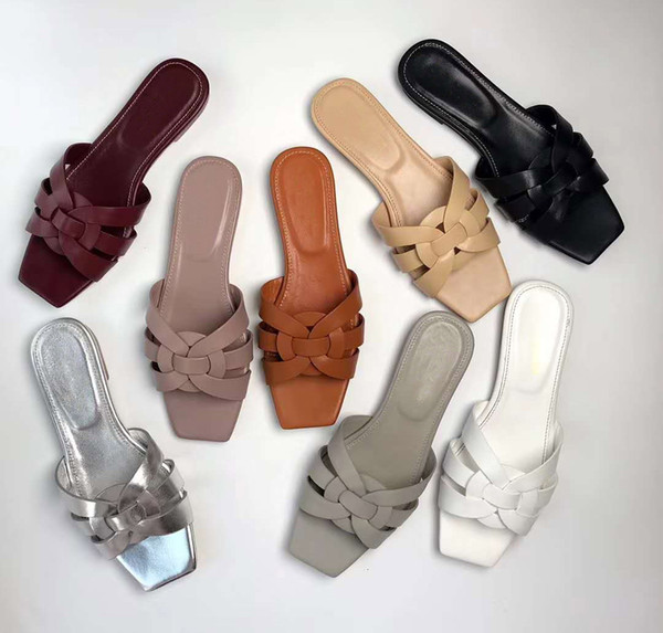 New classic women slippers shoes woman sandals leather slides sapatos femininos zapatos mujer chaussure femme sapato feminino sandali