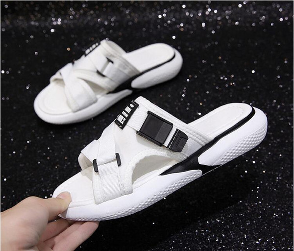 Ladies fashion casual shoes Summer Sandals Slipper Beach shoes White/black/grey Non-slip rubber sole Women shoes Work/home Flat Platforms A3