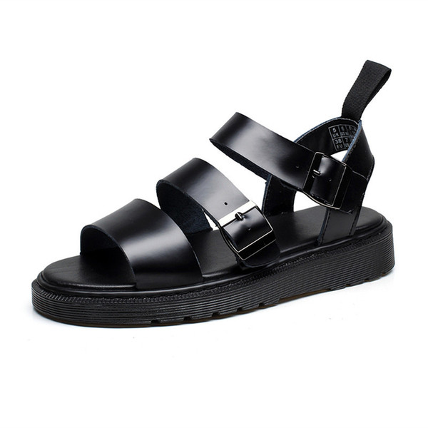 Genuine leather women men casual sandals women breathable sandal summer thick heel shoes with triple strap sandal for unisex zy229