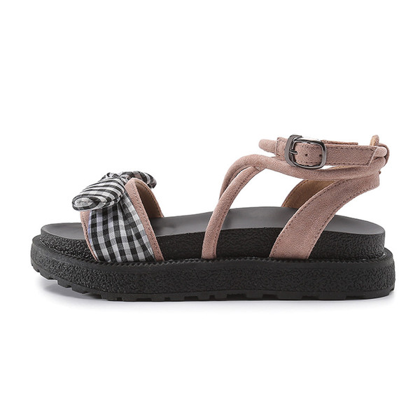 Big size women sandals Bowtie leisure sandals cross tied woman sandal narrow band lady flats summer seaside sandal zy240