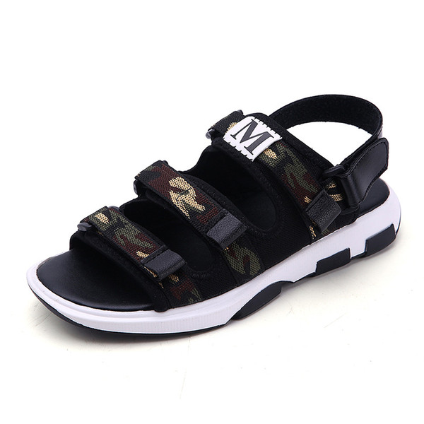 Triple Buckled sandals hook loop sandal camouflage mens sandals classic mens black foothold good quality ribbon sandal for men zy315