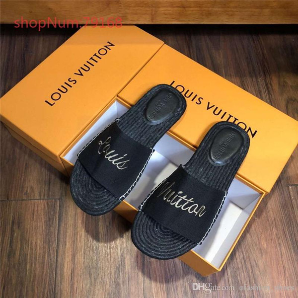 MEN sandals slippers fashion design casual slip-on straw flax sole peep-toes flat men's slippers 4 colors top quality size 38-44