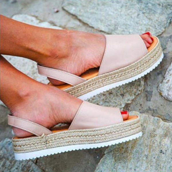 Pop 2019 Women Wedge Casual Shoes Woman Zapatos Mujer Ladies Summer Sandals Peep Toe Sapato Sling Back Feminino Girls Chaussure