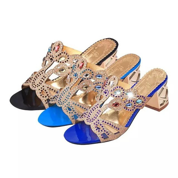 Sexy2019 Ban Tuo Ma'am Xia Rhinestone Cool Coarse Fish Mouth With Latest Joker Slipper Woman