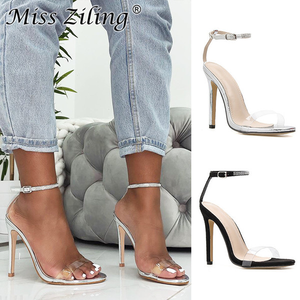 Sexy2019 Shoeswomanwish European Fan Shuizuan One Buckle Bring Silver High With Sandals Women's Shoes