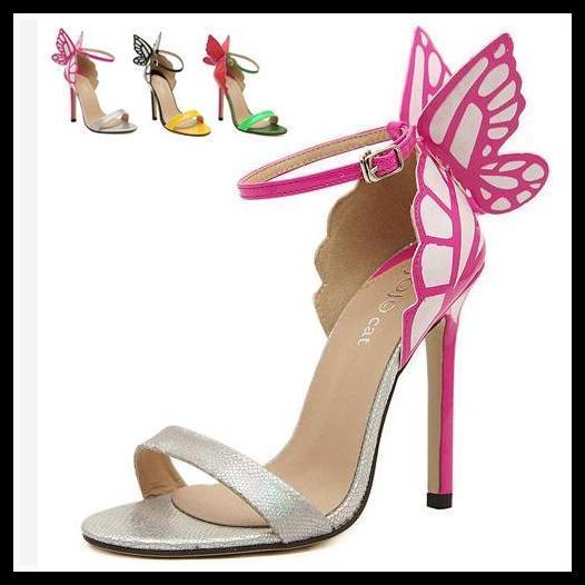 Sexy2019 Dreamy Butterfly Hot Pink One Strap Stiletto Heels Dress Sandals Super High Heels Women Shoes Colors EU35 To