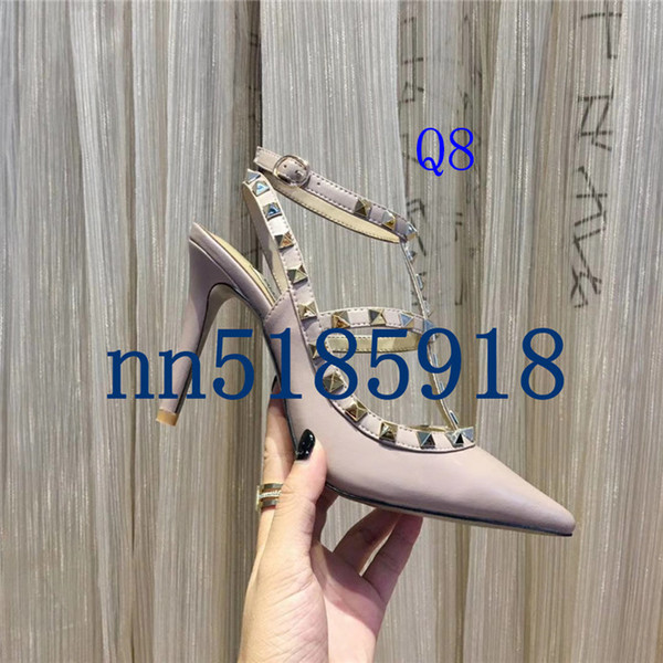 women's high-heeled shoes party fashion rivets sexy pointed buckle high heels wedding shoes size 34 to 42 yards