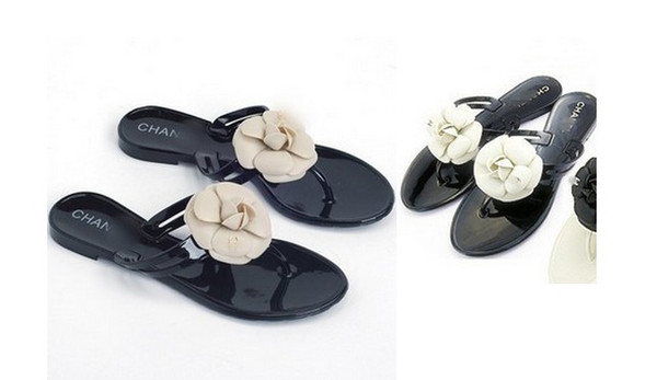 Free Factory outlets New Camellia CHANEL Slippers Women Crystal Flower Flip-Flops Sandals Flat Jelly Shoes Sandals