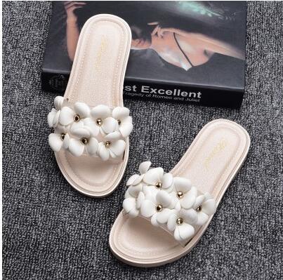 Wholesale Flat with home indoor flowers plastic sandals and slippers women's summer fashion non-slip sandals women's bathroom wear