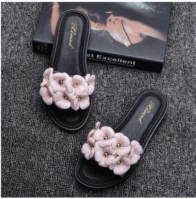 Special offer sweet camellia flat bottom word drag indoor flat with non-slip casual fashion beach sandals and slippers