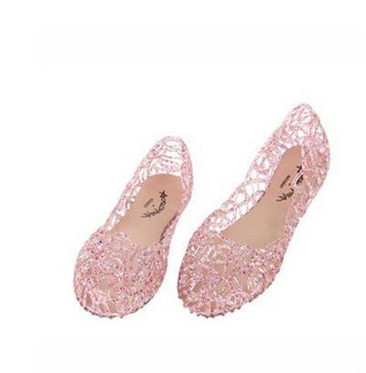 Wholesale-Free 4 colour flat crystal jelly shoes melissa women cut-outs sandals flip flops hollow powder glitter nest hole