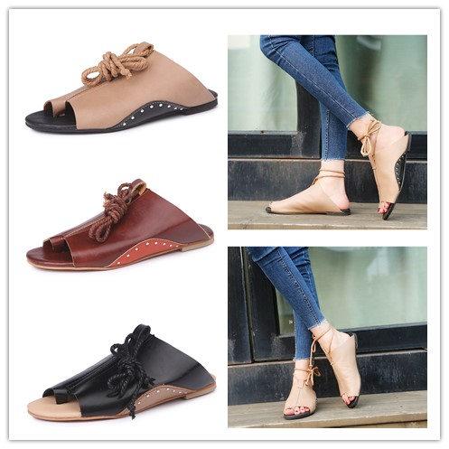 zapatos mujer summer cheap sandals women flats ladies shoes casual woman ankle strap lace up Roma style Big Size Gladiator PU outdoor shoes