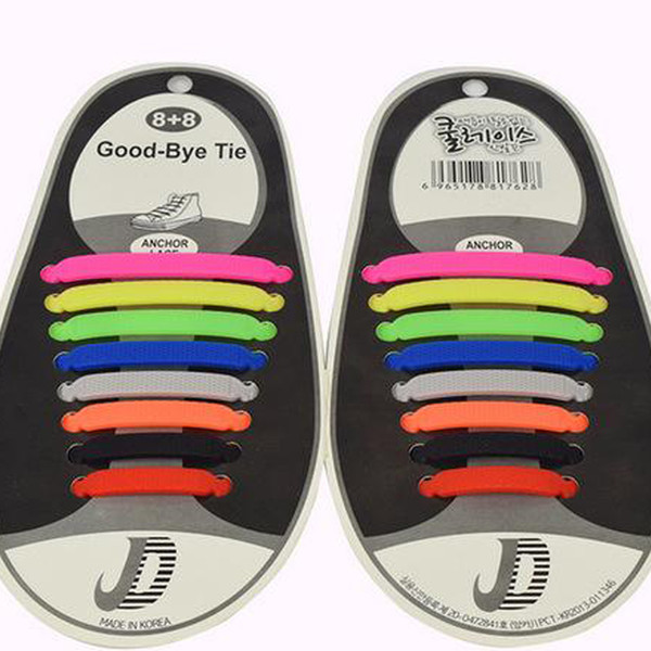 Fashion Unisex Shoelaces Elastic Silicone Shoe Ties 8 Colors Lazy Laces Suitable Flat Shoelaces DHL 