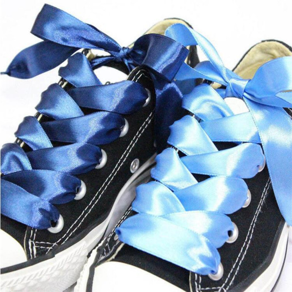 1PAIR Fashion 120CM Flat Silk Ribbon Shoelaces Shoe Laces Sneaker Sport Shoes Lace One Pair Drop 10 Colors