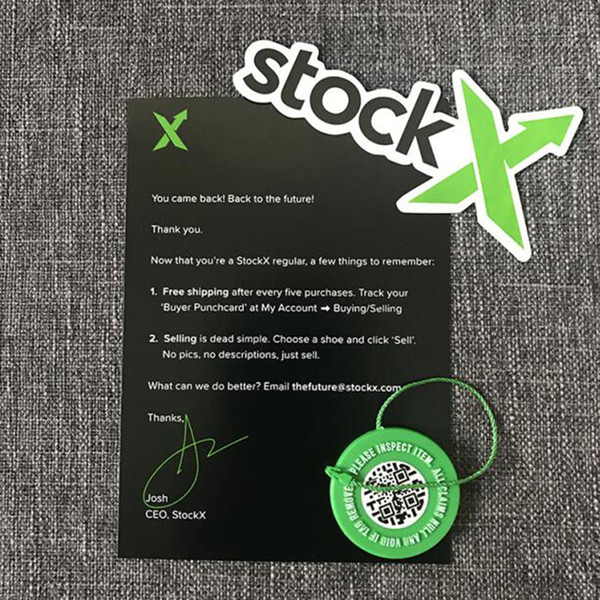 Wholesale In Stock X Green Circular Tag Rcode Sticker Flyer Card Authentic StockX Plastic Buckle for Shoes New