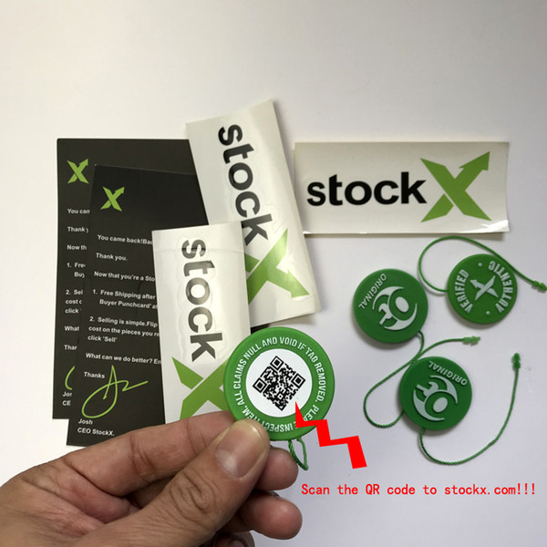 2019 New Stock X OG QR Code Sticker Green Circular Tag Plastic Shoe Buckle StockX Verified X Authentic Green Tag