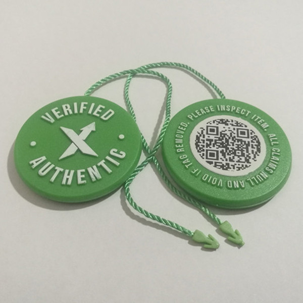 Wholesale 2017 2018 Zip Tie for Off Sneakers Convas StockX Green Tag Verified Authentic with QR Code Shoeslaces