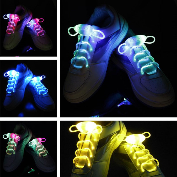 2017New Light Up LED Shoelaces Fashion Flash Disco Party Glowing Night Sports Shoe Laces Strings Multicolors Luminous 12 colors 2piece=1pair