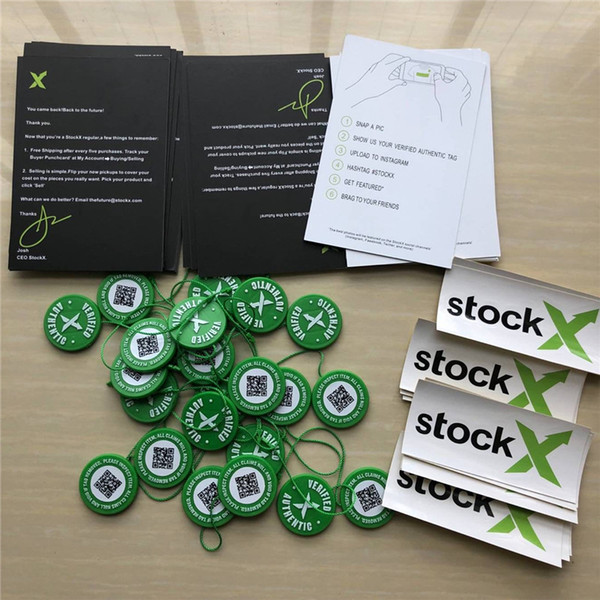 2018 In Stock X OG QR Code Sticker Green Circular Tag Plastic Shoe Buckle StockX Verified X Authentic Green Tag