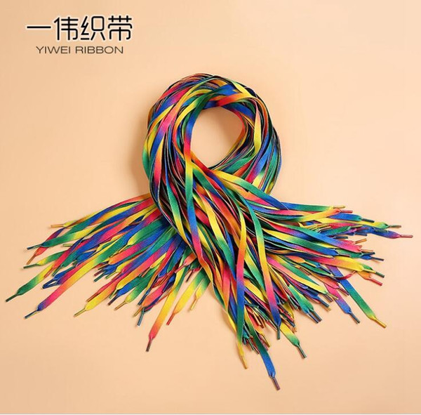 Whosesale Fashion Flat wide flat and colorful shoelaces Rainbow small white shoelaces