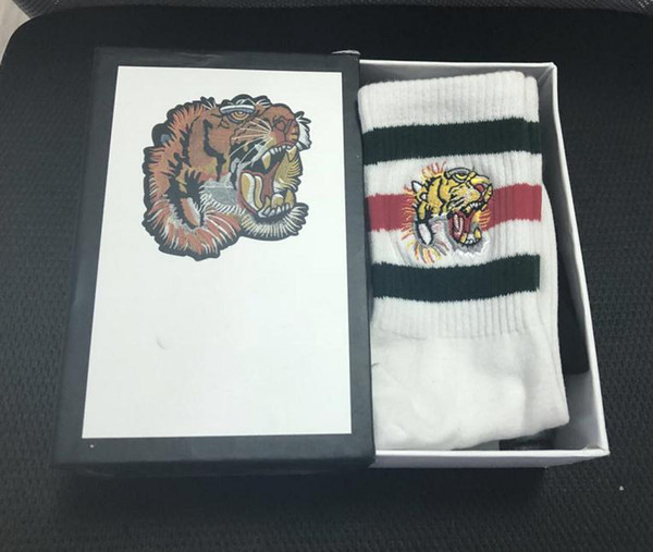 High end tiger head embroidery socks cotton casual designer socks for man and women one size for sale