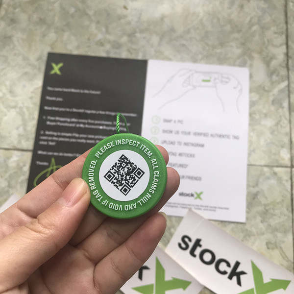 Cheap Drop Stock X OG QR Code Sticker Green Circular Tag Plastic Shoe Buckle StockX Verified X Authentic Green Tag