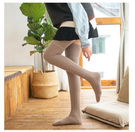 multicolor lady knee-high socks pure cotton long knee-high socks woollen retro women socks wholesale