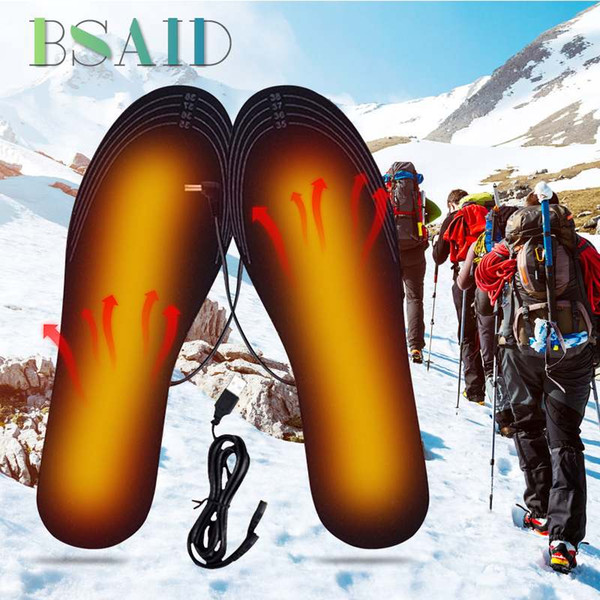 BSAID Women Men USB Heated Insole For Shoes Woman Warm Foot Pads Winter Insoles Adjustable Length Electric Heating Shoe Insoles