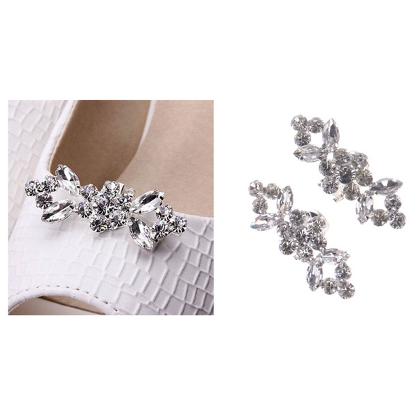 Fashion Rhinestone Shoes Buckle Elegant Shoe Clips For Decorating 2Pcs Of 1 Pack Silver Shoe Decorations for Women Girl