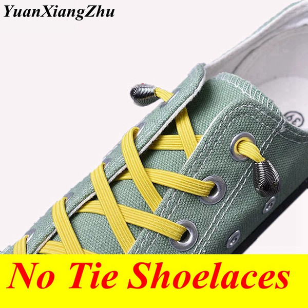 New No Tie Elastic Shoelaces With Metal Head For Sneaker Kid Adult Quick Convenient Wild Lazy Flat Shoe Laces 21colors