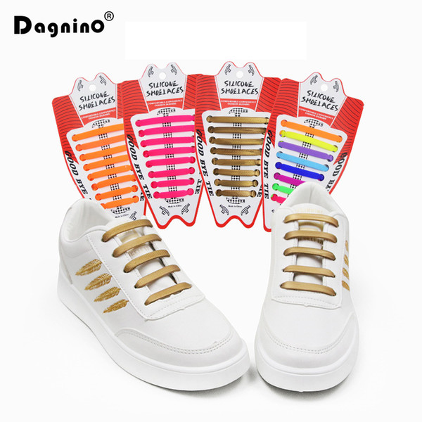 DAGNINO 16pcs/set New Children No Tie Silicone Sneaker Lazy Laces Running Colorful Athletic Shoe String Elastic Shoelaces Blue