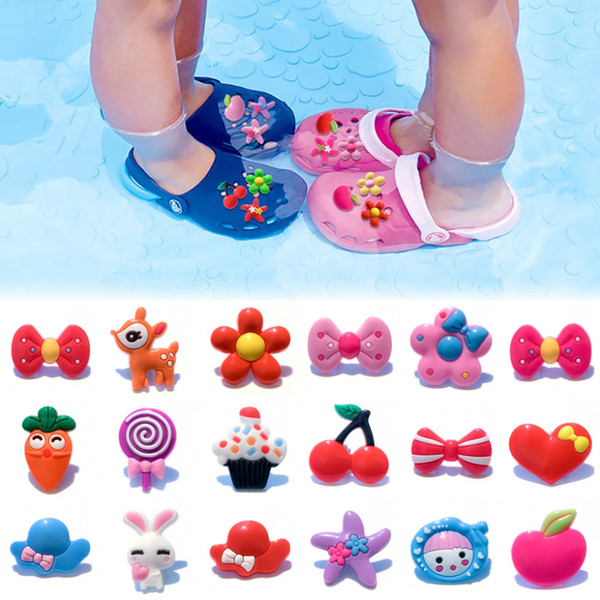 100Pcs/Set Kawaii Flowers Fruits PVC Shoe Charms Ice Cream Accessories Shoes Decoraction For Party Kids Girls Party Gifts