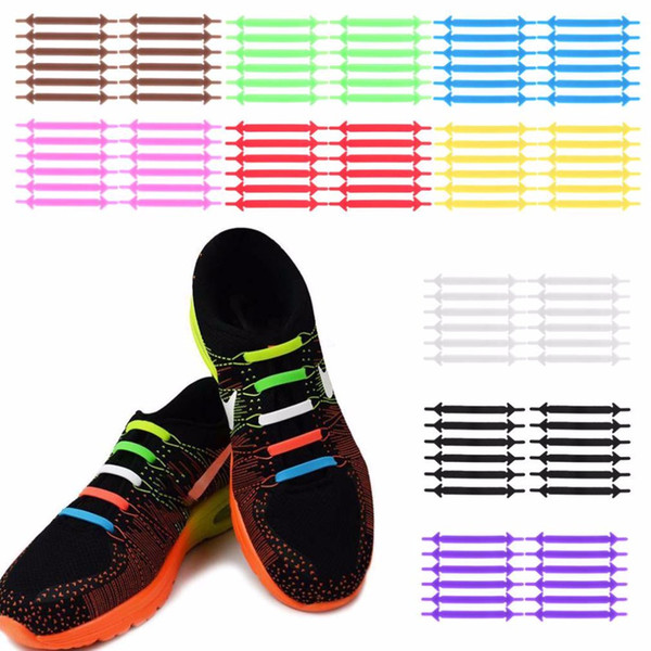 12Pcs/Set Elastic Silicone Shoelaces For Shoes Unisex Creative No Tie Shoe Laces Fashion Men Women Lacing Shoes Rubber Shoelace