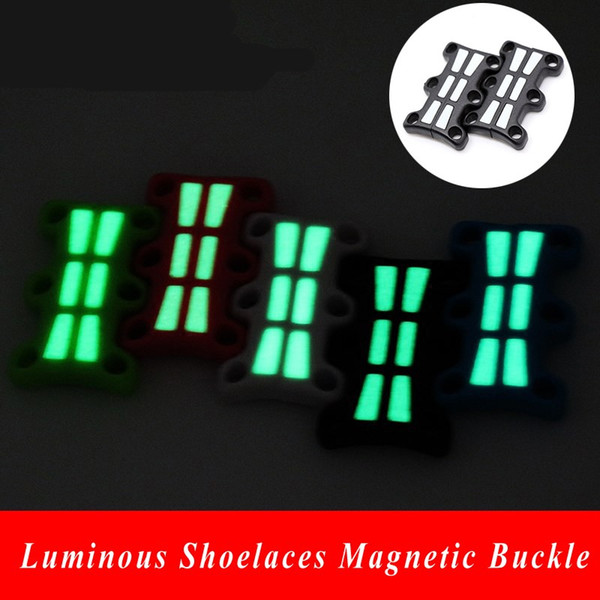 1 Pair Shoelaces Luminous Magnetic Buckles Closure Sneaker Shoes Magnet Buckles Glowing Shoelace Buckle No-Tie for Shoe Laces