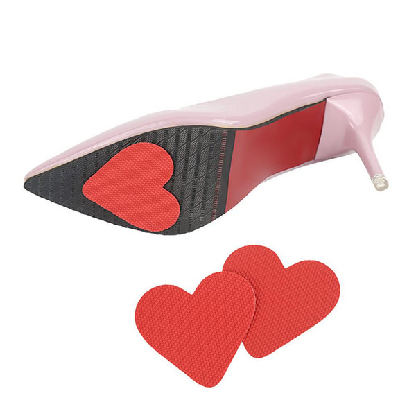 1 Pair Women Grid Frosted Love Heart High Heel Anti-slip Protective Sole Sticker fashion