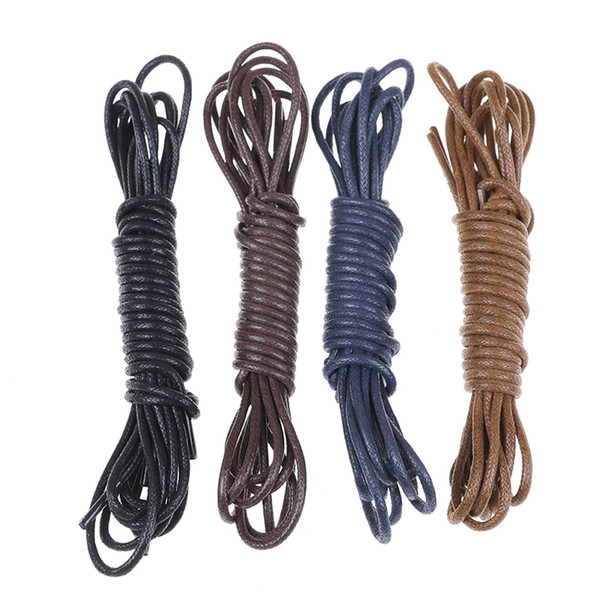 2Pairs Waxed Cotton Round Shoe laces Leather Waterproof ShoeLaces Men Martin Boots Shoelace Shoestring Length 100/120/140CM