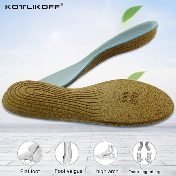 KOTLIKOFF corkwood Arch Support Sports Insoles for Men Women Plantar Fasciitis Pain Relief Pad Shoes Deodorant Cushion Insole