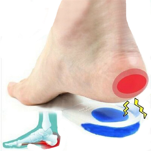 1pair Soft Silicone Gel Insoles for heel spurs pain Foot cushion Foot Massager Care Half Heel Insole Pad Height Increase 874681