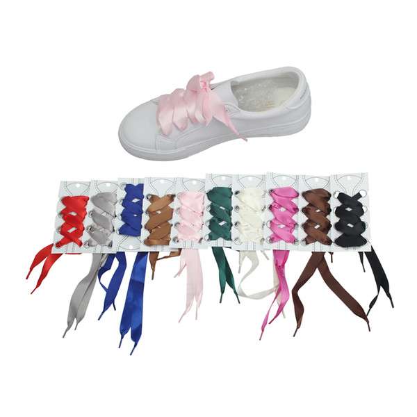 MYLEY 1Pair 113CM Fashion Shoestrings Flat Silk Satin Ribbon Shoelaces Fantastic 2cm Wide Colorful Shoelaces Drop Shipping